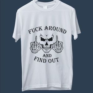 Funny men womens skeleton biker middle finger tee tshirt- NEW made to order